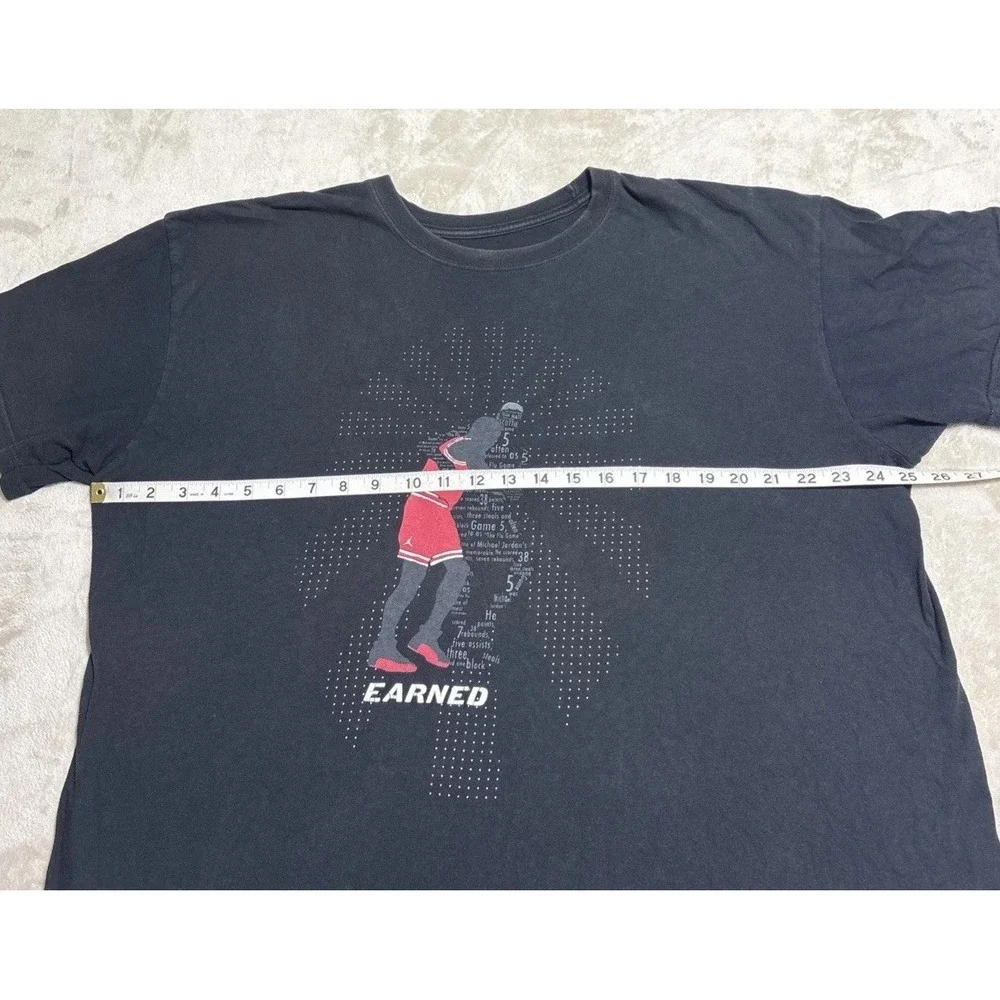 Nike Air Jordan 1997 Flu Game EARNED T Shirt Men's 2XL XXL Black Short Sleeve